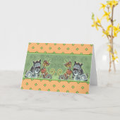 SCHATTIGE ROBOT BULLDOG & FELINE FRIEND Funny Blan Kaart (Gele Bloem)