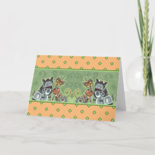 SCHATTIGE ROBOT BULLDOG & FELINE FRIEND Funny Blan Kaart