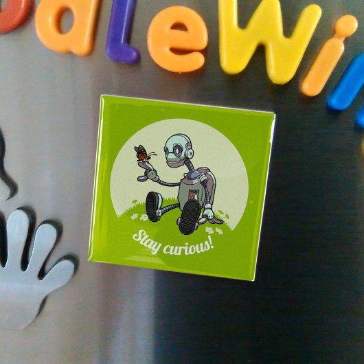 Schattige Robot & Butterfly Blijf nieuwsgierig! Ca Magneet