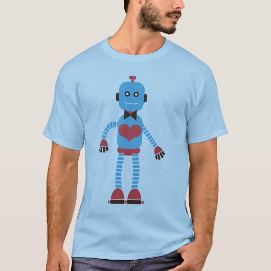 Schattige Robot Couple Shirt (Zijne) (Voorkant)
