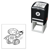 Schattige Robot die Koffie Levert Zelfinktende Stempel (In situ)