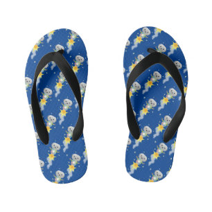 Schattige robot die vliegt in ruimte cartoon illus kinder teenslippers