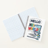 Schattige Robot Hello World Programmeur Notitieboe Notitieboek (Binnen)