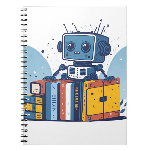 schattige robot IA en boeken 2 Notitieboek (Voorkant)