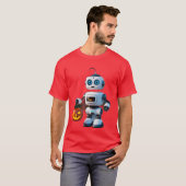 Schattige robot in Halloweenkostuum T-shirt (Voorkant volledig)