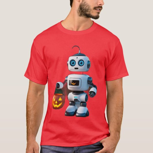 Schattige robot in Halloweenkostuum T-shirt (Voorkant)