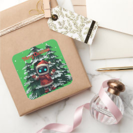 schattige robot Kerst sticker