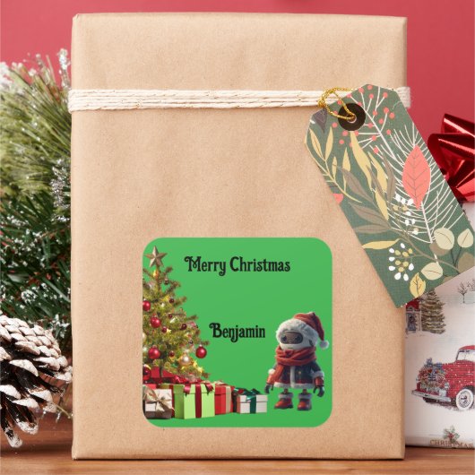 schattige robot Kerst sticker (Feestdagen)