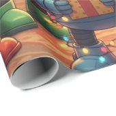 Schattige Robot Kerst Vakantie Cadeaupapier (Rol Hoek)