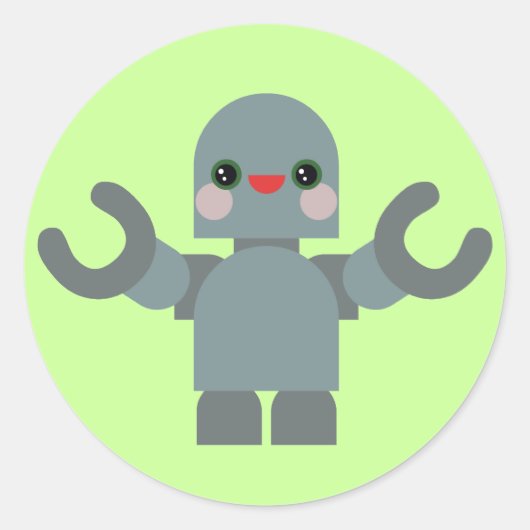 Schattige Robot Ronde Sticker (Voorkant)