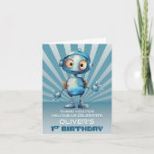 Schattige Robot Thema 1e Verjaardag Bedankt (Voorkant)