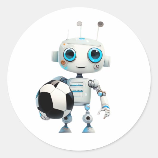 Schattige Robot Voetbalteam Ronde Sticker (Voorkant)