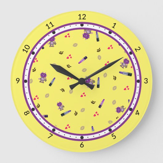 Schattige robotpatroon grote klok (Voorkant)