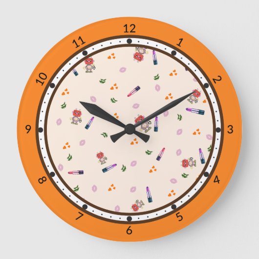 Schattige robotpatroon grote klok (Voorkant)