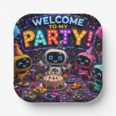 Schattige robots, groot feestbord papieren bordje (Voorkant)