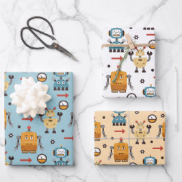 Schattige robots  inpakpapier vel