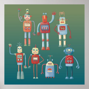 Schattige Robots Poster