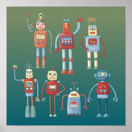 Schattige Robots Poster (Voorkant)