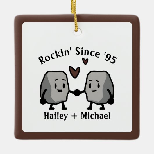 Schattige Rock Pun Pas getrouwd Paar Bruiloft Jubi Keramisch Ornament (Voorkant)