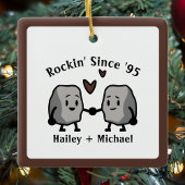 Schattige Rock Pun Pas getrouwd Paar Bruiloft Jubi Keramisch Ornament