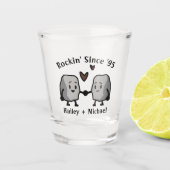 Schattige Rock Pun Pas getrouwd Paar Bruiloft Jubi Shot Glas (Voorkant)