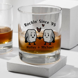 Schattige Rock Pun Pas getrouwd Paar Bruiloft Jubi Whisky Glas
