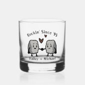 Schattige Rock Pun Pas getrouwd Paar Bruiloft Jubi Whisky Glas (Voorkant)