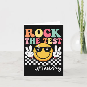 Schattige Rock The Test Retro Glimlach Leraar Kind Kaart