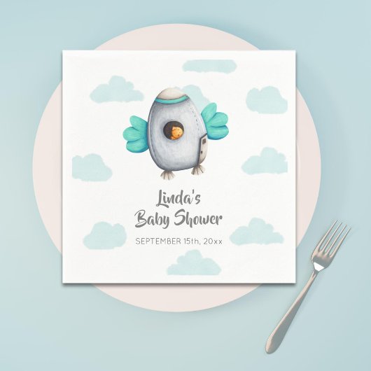 Schattige Rocket Bird Baby shower Servet