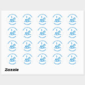 Schattige Rocking Horse Blue Boy 1e Verjaardag Ronde Sticker (Vel)