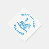 Schattige Rocking Horse Blue Boy 1e verjaardagsfee Servet (Hoek)