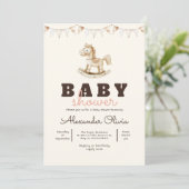 Schattige Rocking Horse Boho Baby shower Kaart (Staand voorkant)