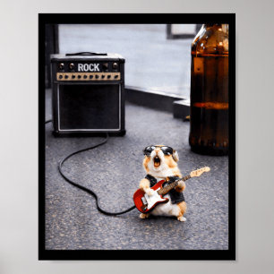 Schattige rockster hamster grappige gitaar punk ro poster