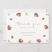 Schattige rode aardbei bladerrijke botanische brui bedankkaart (Voorkant)