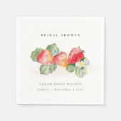 Schattige rode aardbei bladrijke gebloemde bruidsd servet (Voorkant)