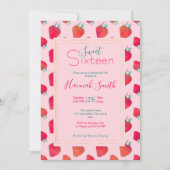  Schattige Rode Aardbeien Girly Roze Patroon Kaart (Voorkant)