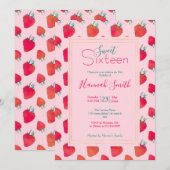  Schattige Rode Aardbeien Girly Roze Patroon Kaart (Voorkant / Achterkant)