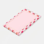  Schattige Rode Aardbeien Girly Roze Patroon Post-it® Notes (Schuin)