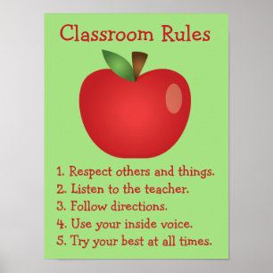 Schattige Rode Appel Aangepaste Klasregels Poster