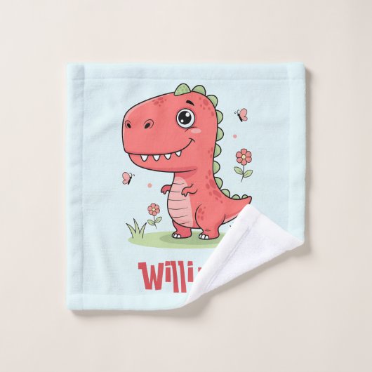 Schattige rode baby dinosaurus washandje (Wasdoekje)