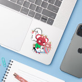 Schattige rode beer sapbox spook & zoete dessert sticker (Laptop met iPhone)