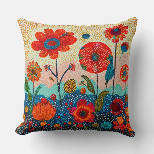 Schattige rode bloemen kussen (Voorkant)