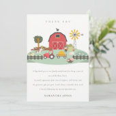 Schattige rode boerderij boerderijdier elke leefti bedankkaart (Staand voorkant)