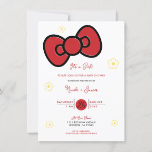 Schattige Rode Boog Fantasievolle Baby Shower Kaart