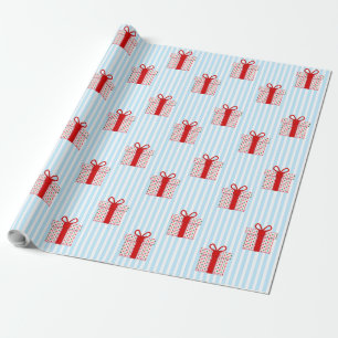 Schattige Rode Cadeau Dozen Lichtblauwe Streep Ker Cadeaupapier