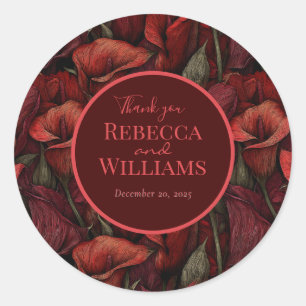 Schattige Rode Calla Lelies Fantasie Minimalistisc Ronde Sticker