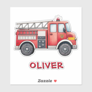 Schattige rode cartoon brandweerwagen sticker