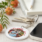 Schattige rode coquette strik lint aangepaste foto sleutelhanger (Voorkant Rechts)