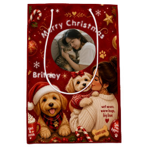 Schattige Rode Dieprode Kerstmis Hond Moeder Foto Medium Cadeauzakje