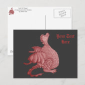 schattige rode draak - mythische en fantasiekunstk briefkaart (Voorkant / Achterkant)